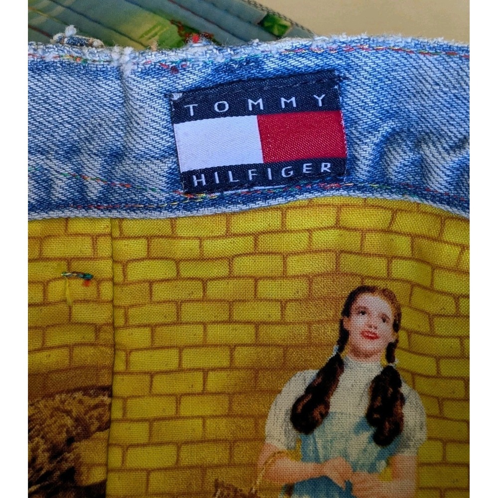 Upcycled Denim Tote Bag Wizard Of Oz Patchwork Tommy Hilfiger Handmade Jeans - Picture 5 of 14
